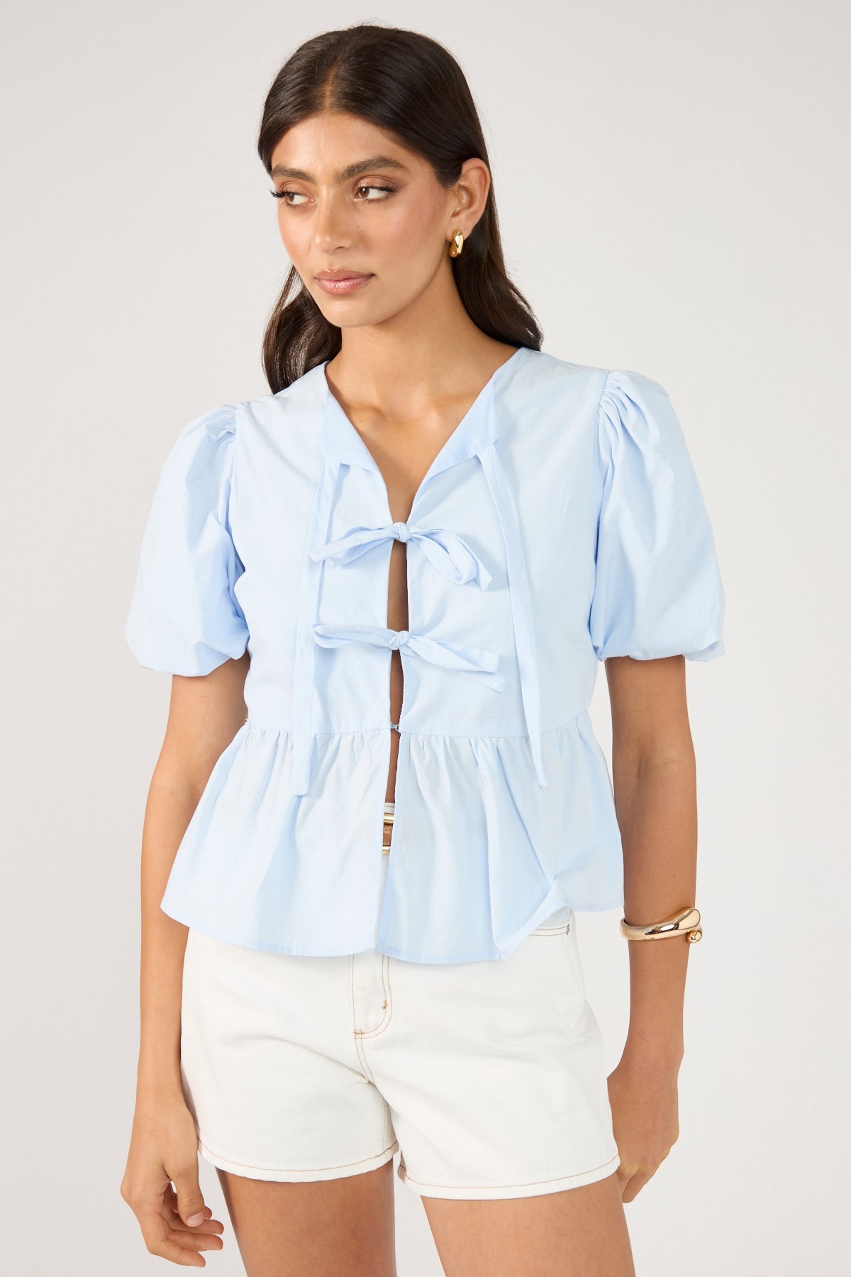 Tie Front Short Sleeve Blouse