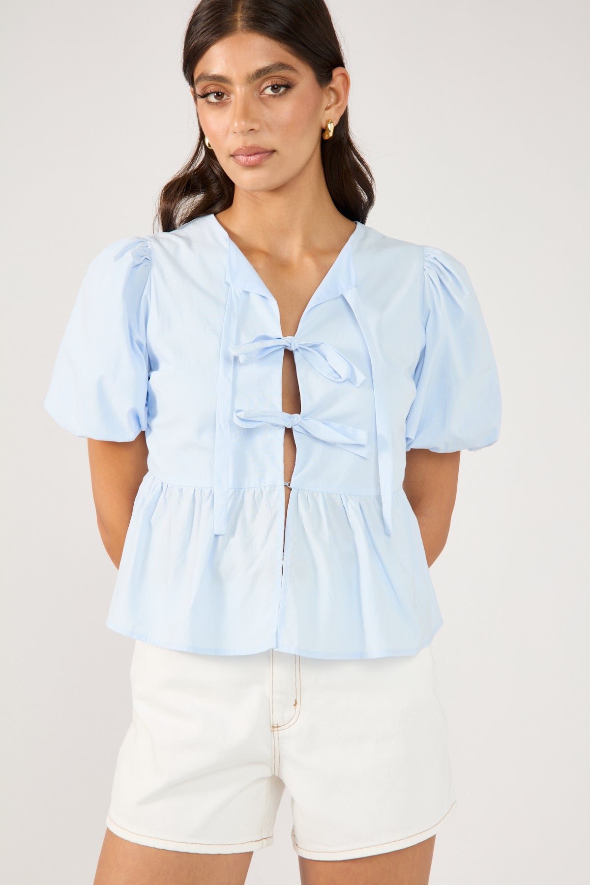 Tie Front Short Sleeve Blouse