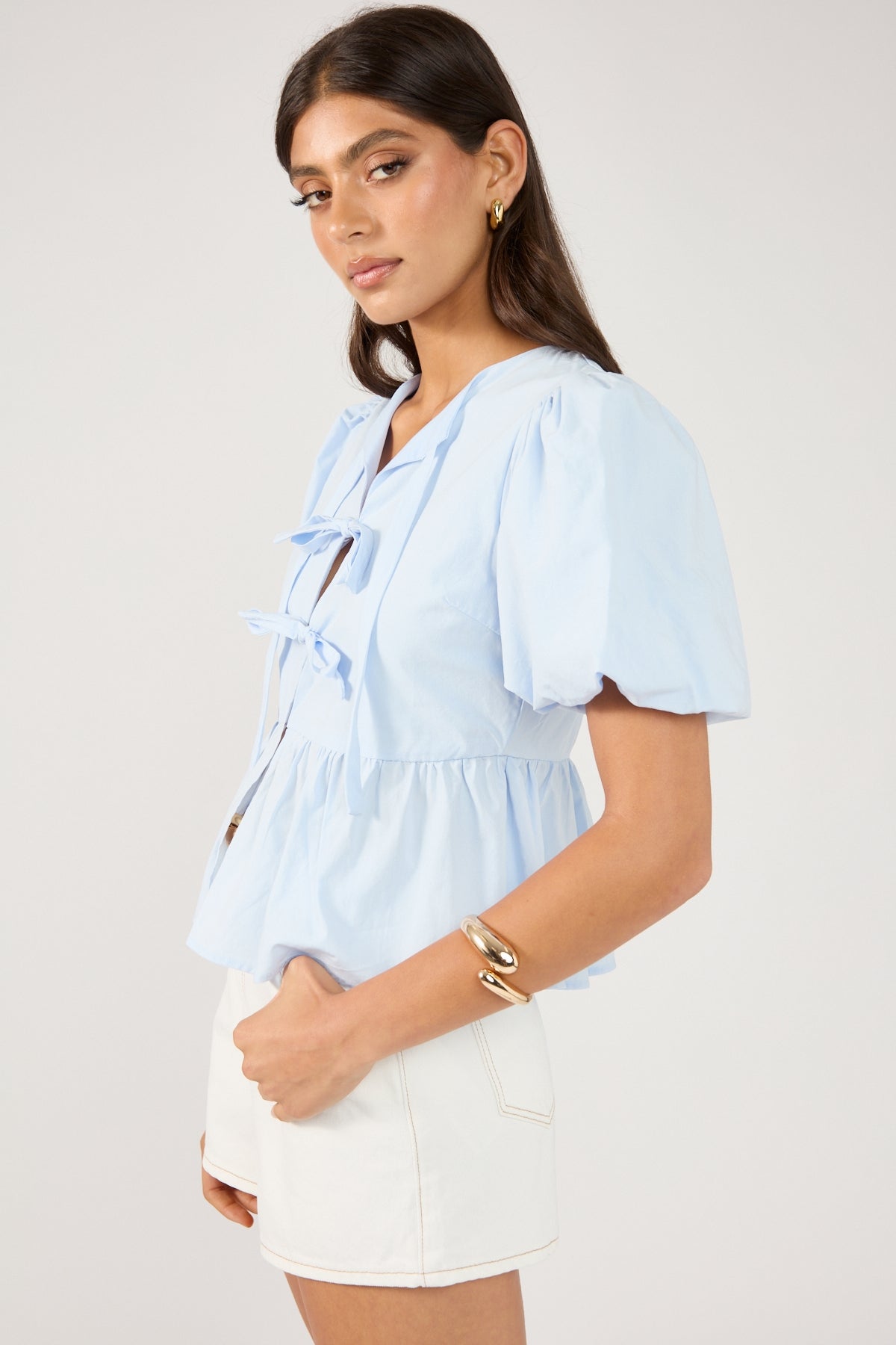 Tie Front Short Sleeve Blouse