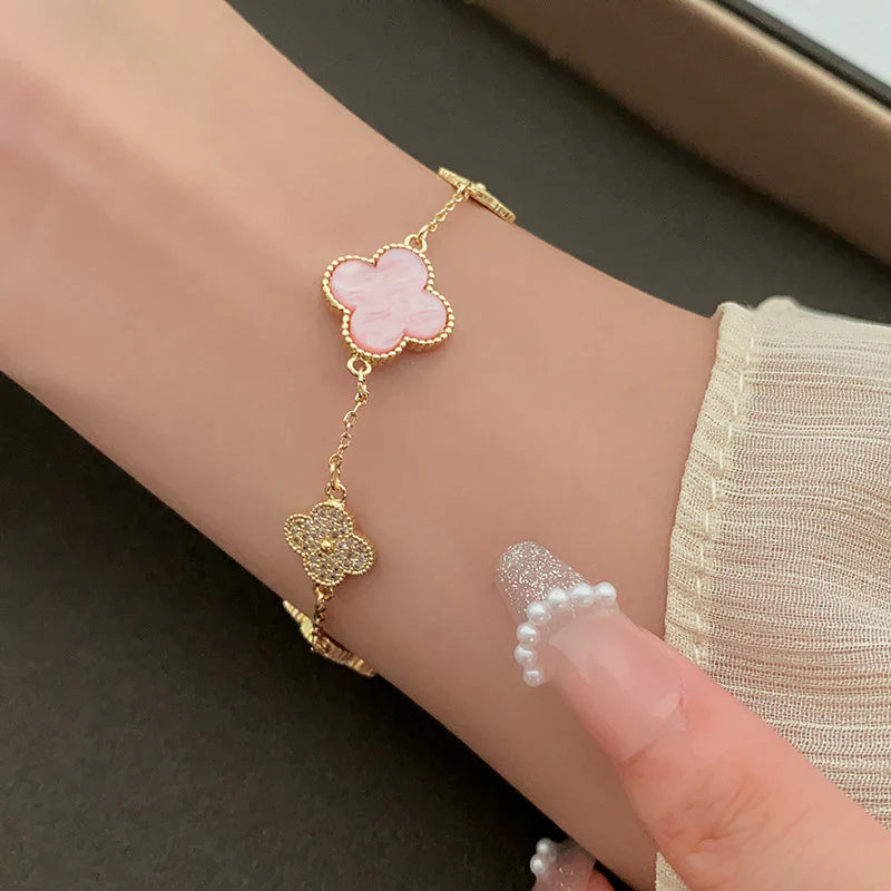 Pink Diamond Clover Bracelet