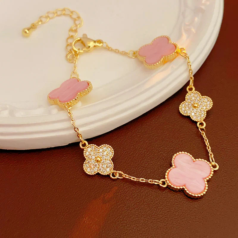 Pink Diamond Clover Bracelet